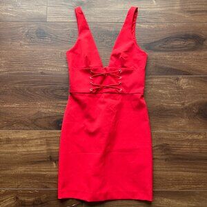 Zara Red Corset Tie-Up Dress Party Dress  holiday costume bodycon club festival